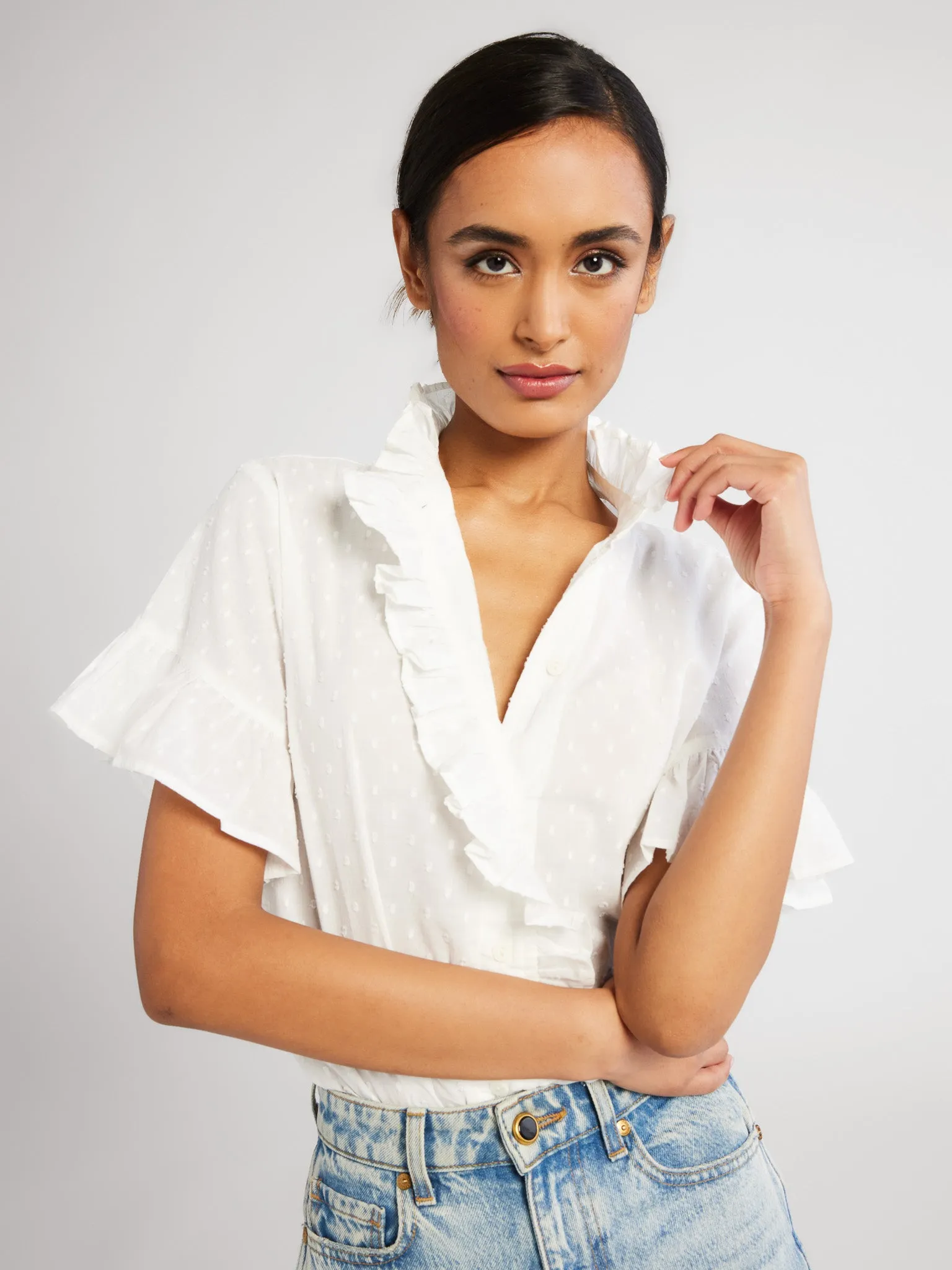 Vanessa Top in Pearl Swiss Dot sold by MILLE product image thumbnail 2