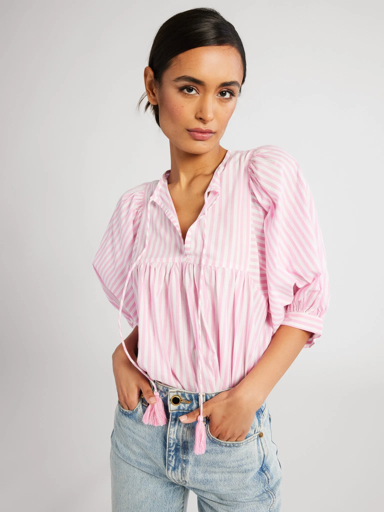 Thalia Top in Bubblegum Stripe sold by MILLE product image thumbnail 3