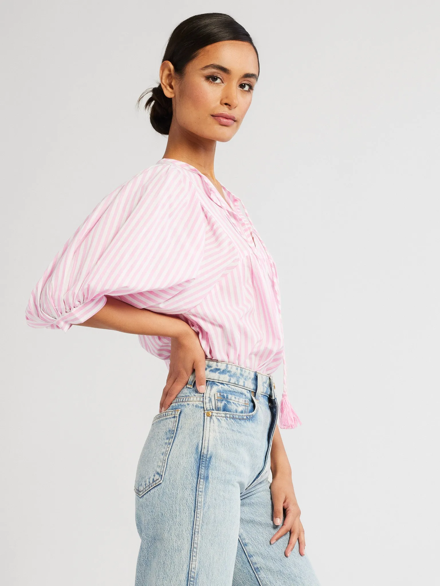 Thalia Top in Bubblegum Stripe sold by MILLE product image thumbnail 4