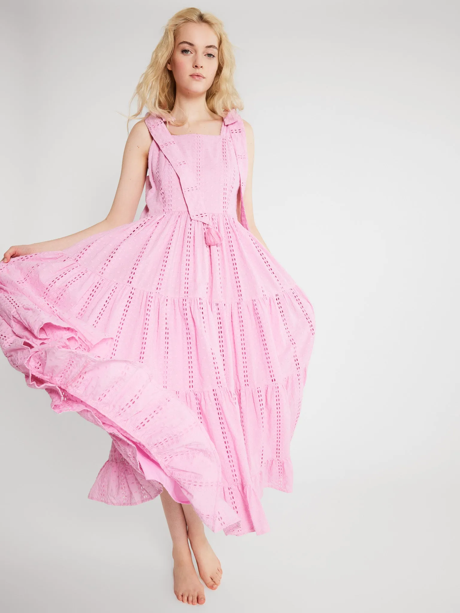 Daphne Dress in Bubblegum Polka Dot Eyelet sold by MILLE product image thumbnail 2