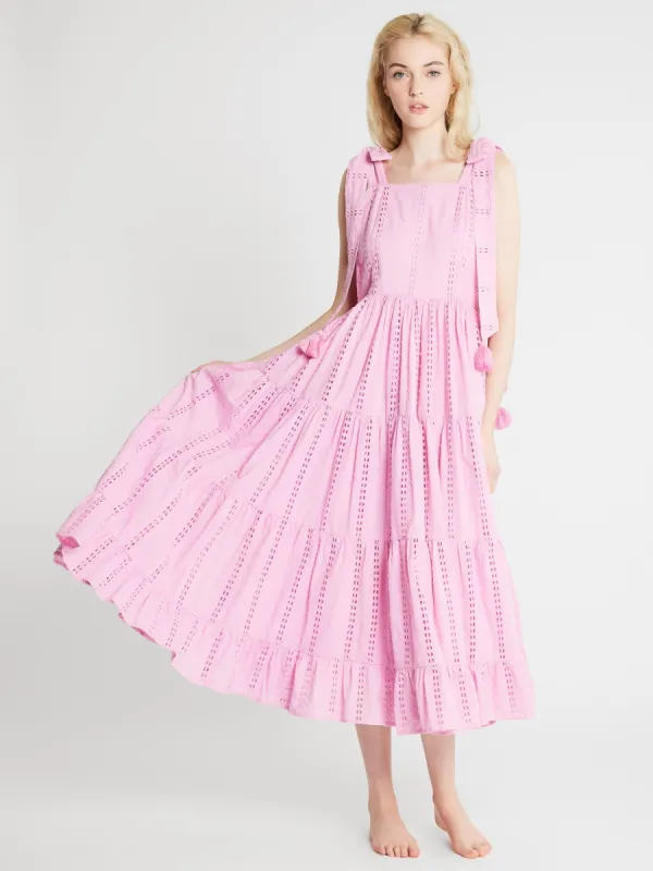 Daphne Dress in Bubblegum Polka Dot Eyelet sold by MILLE