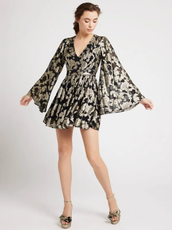 Goldie Dress in Metallic Jacquard sold by MILLE