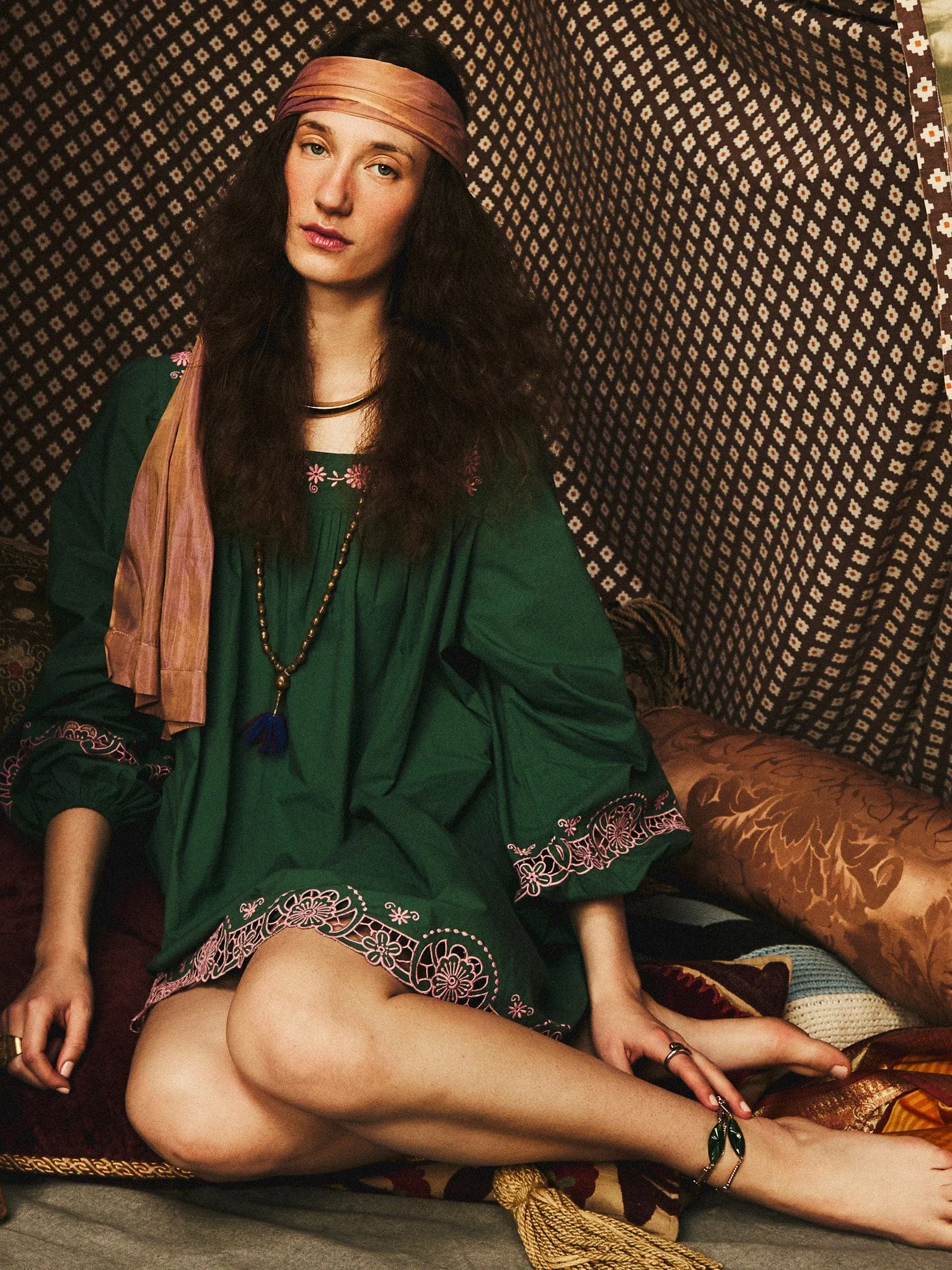 Lovina Dress in Palm Eyelet sold by MILLE