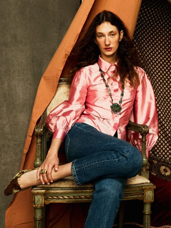 Adeline Top in Peony Taffeta sold by MILLE