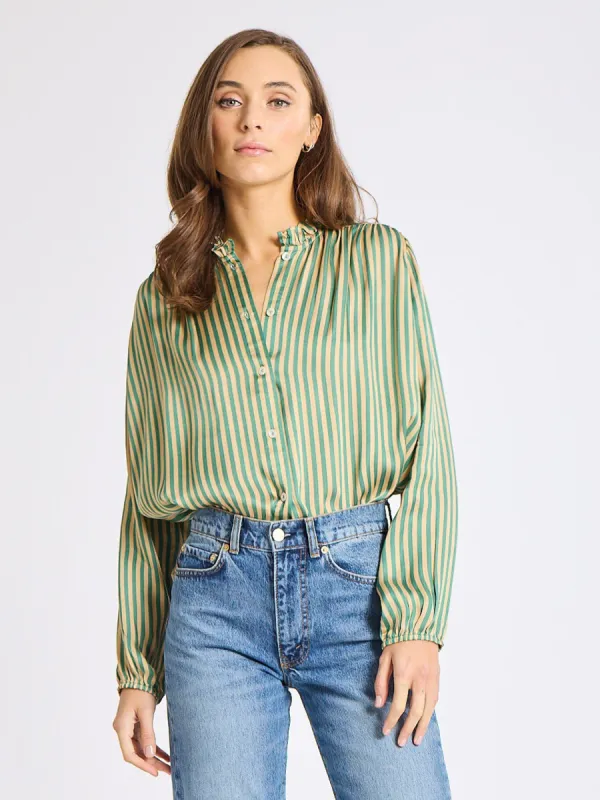 Francesca Top in Almond & Green Stripe sold by MILLE