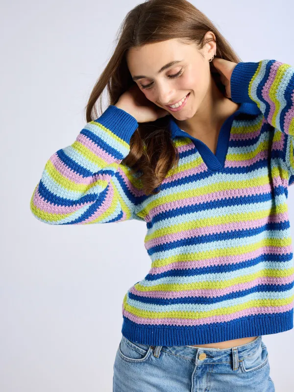 Flora Henley in Printemps Stripe sold by MILLE