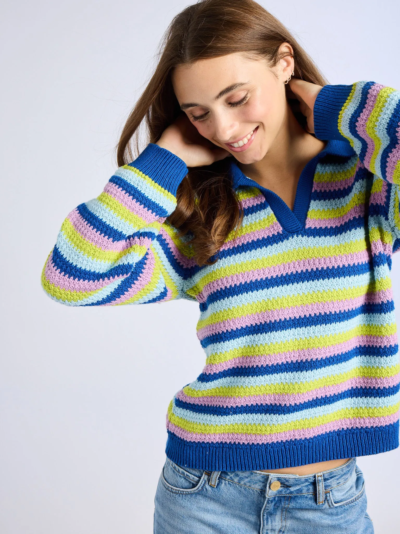 Flora Henley in Printemps Stripe sold by MILLE