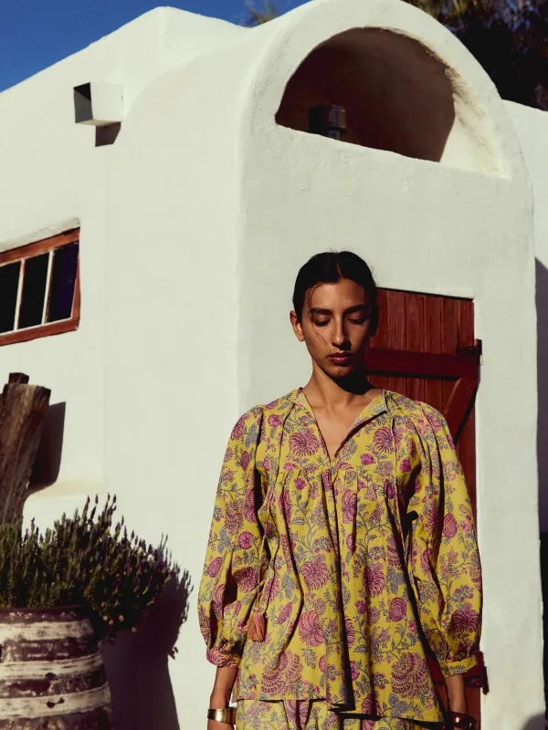 Charlie Top in Citron Floral sold by MILLE