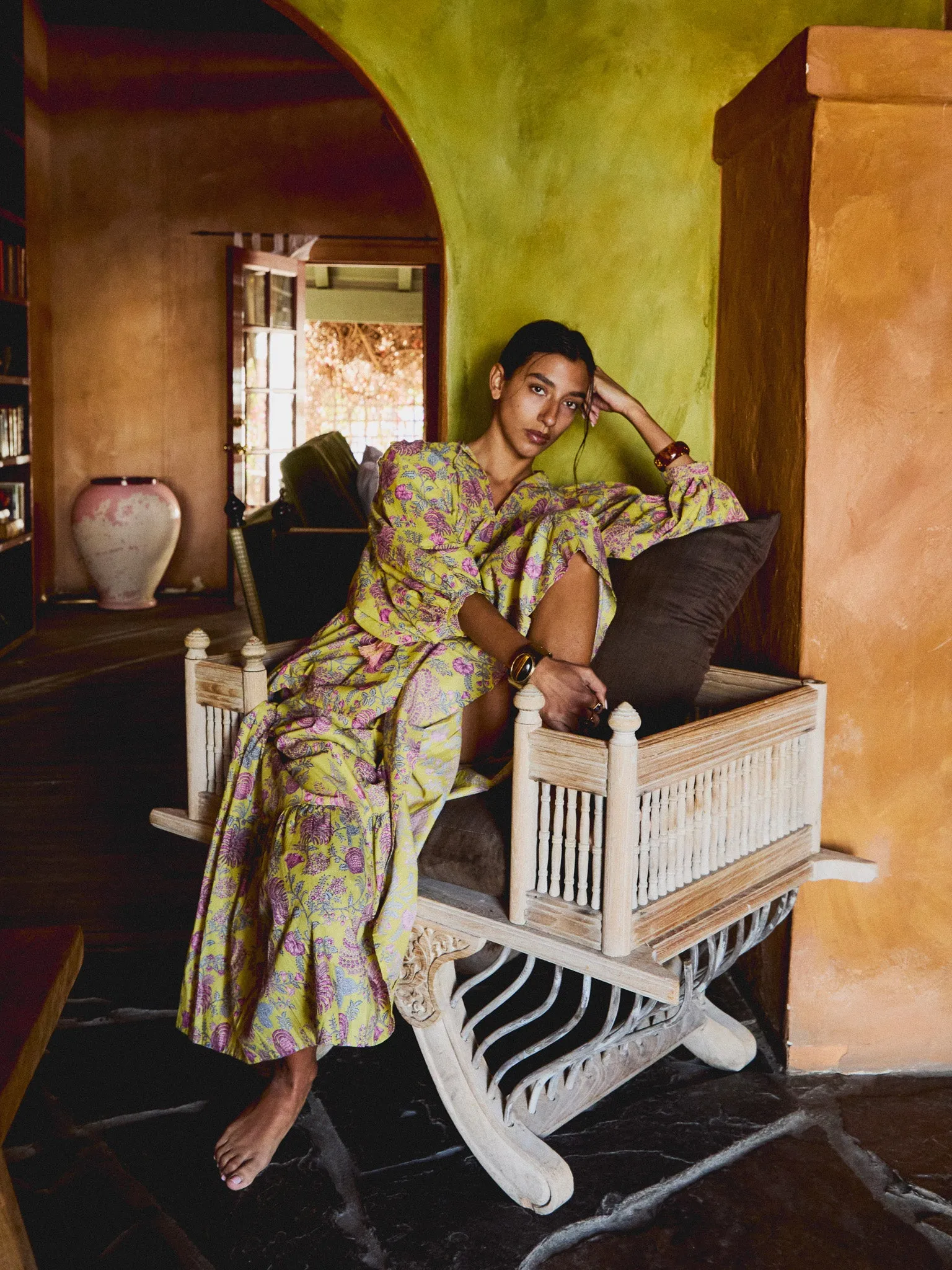 Paola Skirt in Citron Floral sold by MILLE