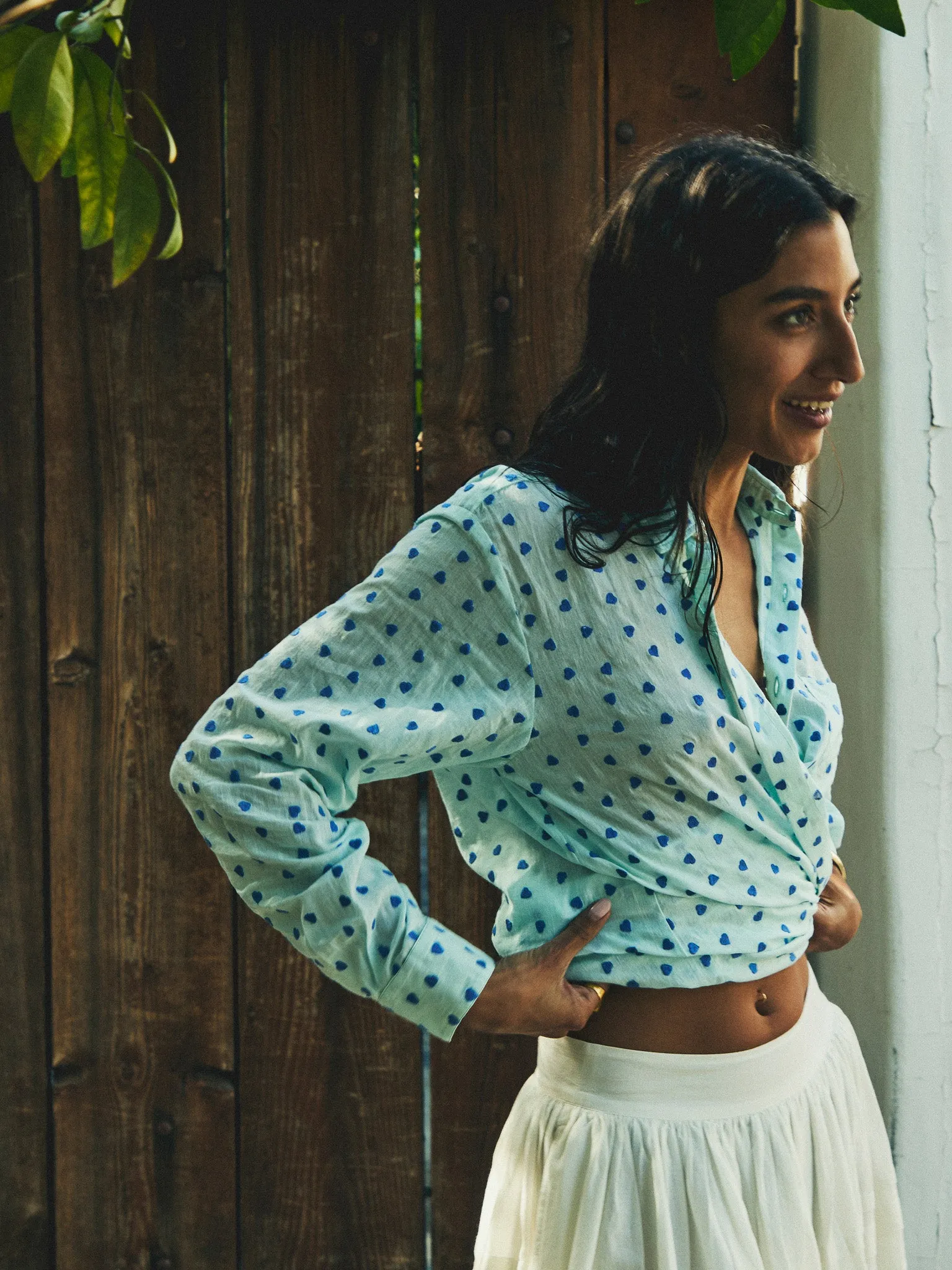 Sofia Top in Blue Hearts sold by MILLE