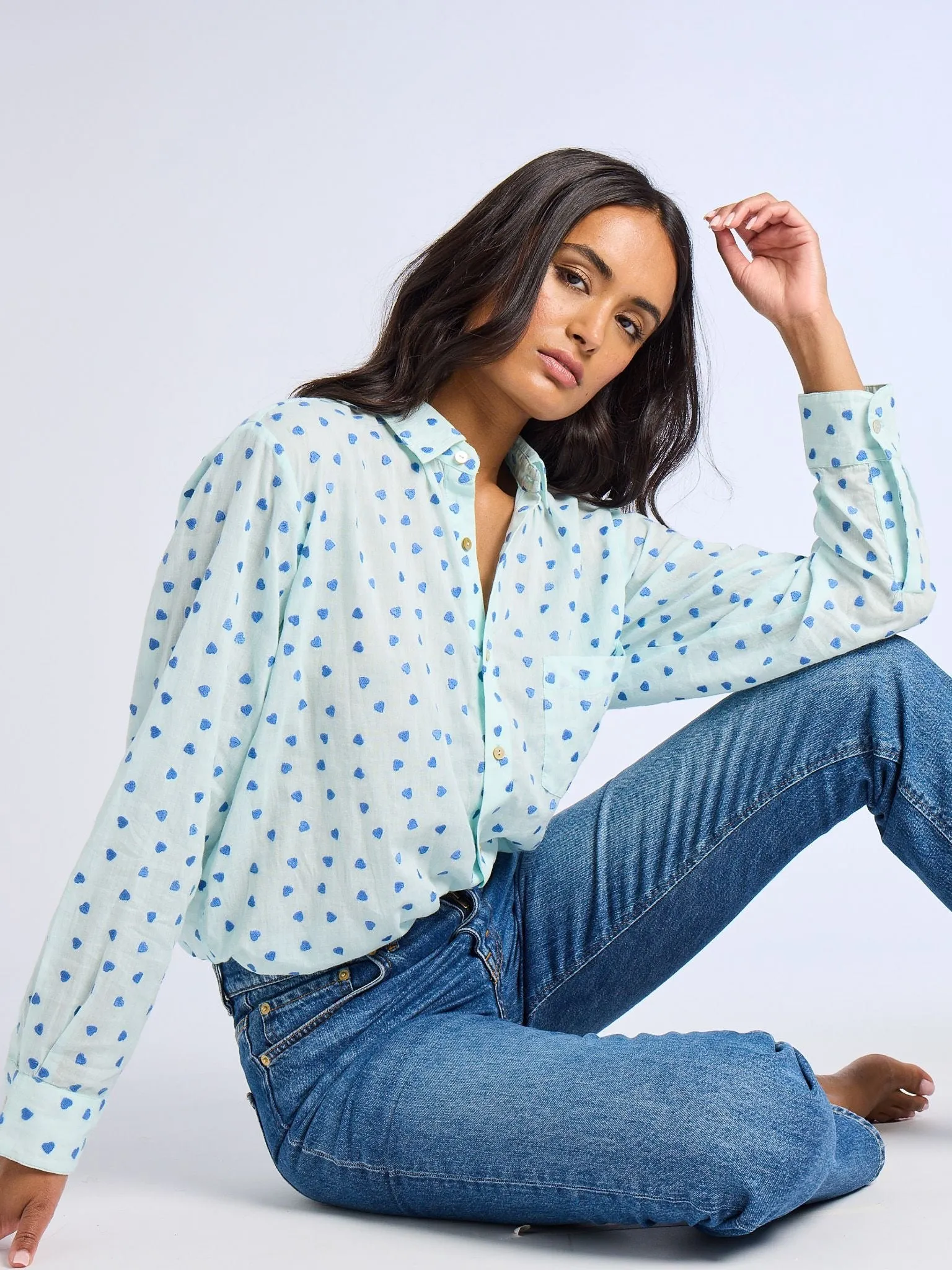 Sofia Top in Blue Hearts sold by MILLE product image thumbnail 5