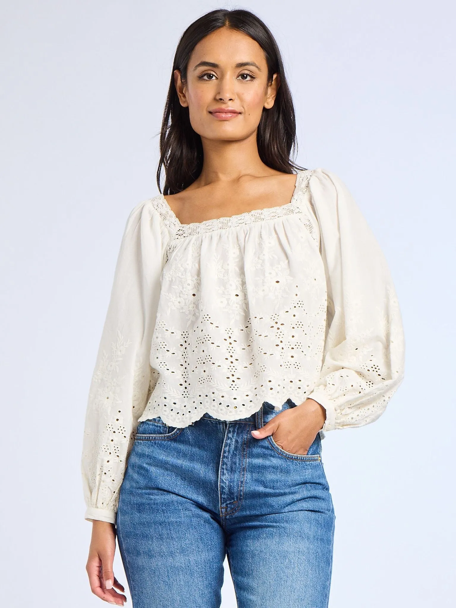 Maureen Top in White Eyelet sold by MILLE product image thumbnail 3