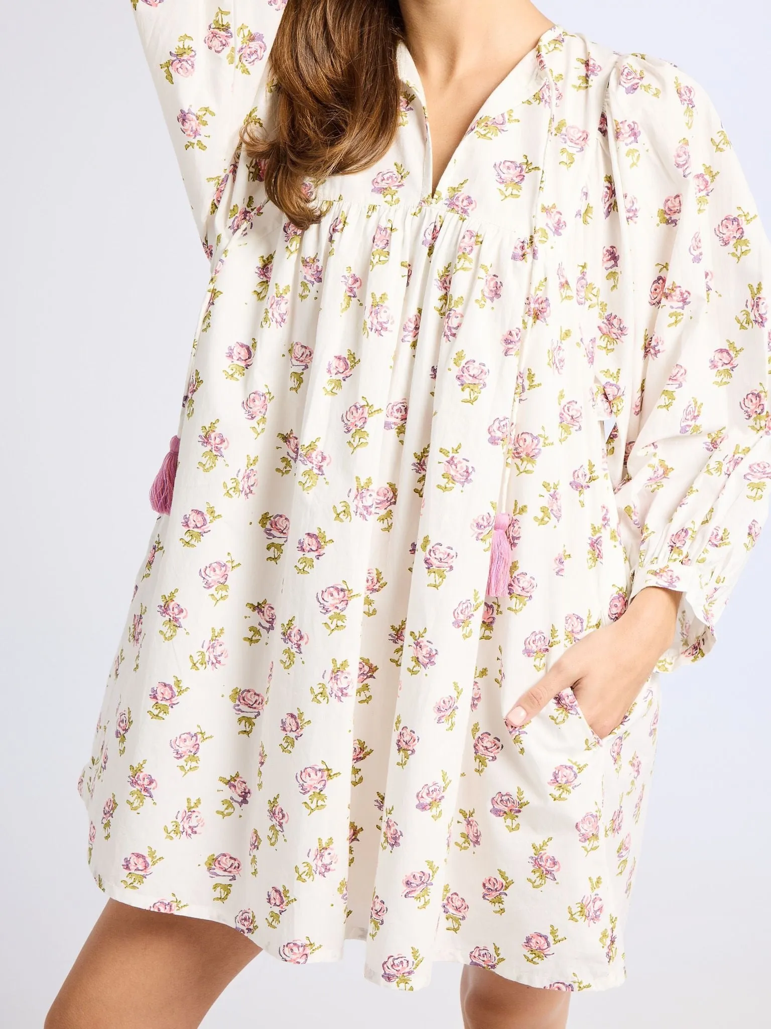 Daisy Dress in Rose Block Print sold by MILLE product image thumbnail 4