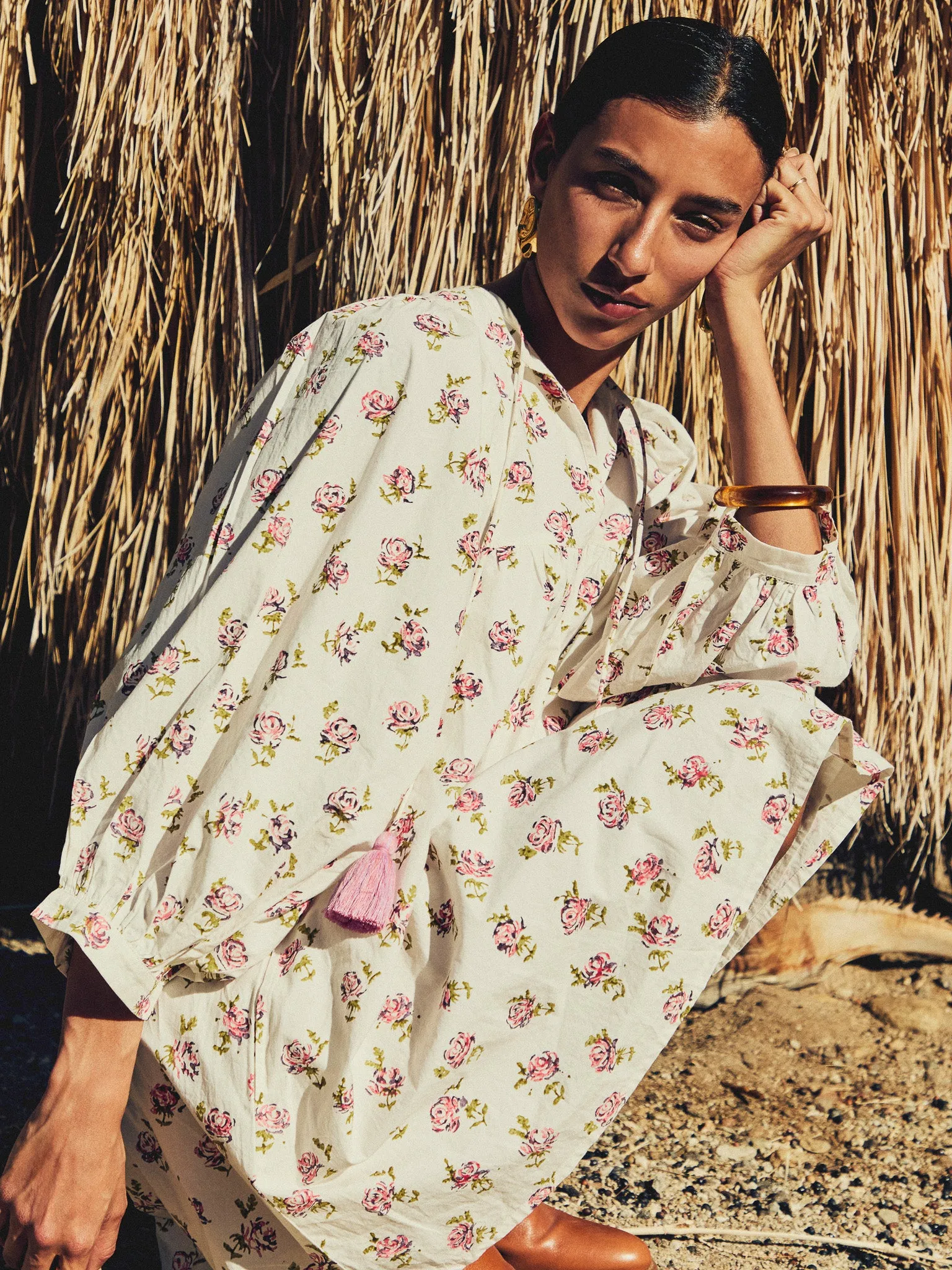 Daisy Dress in Rose Block Print sold by MILLE