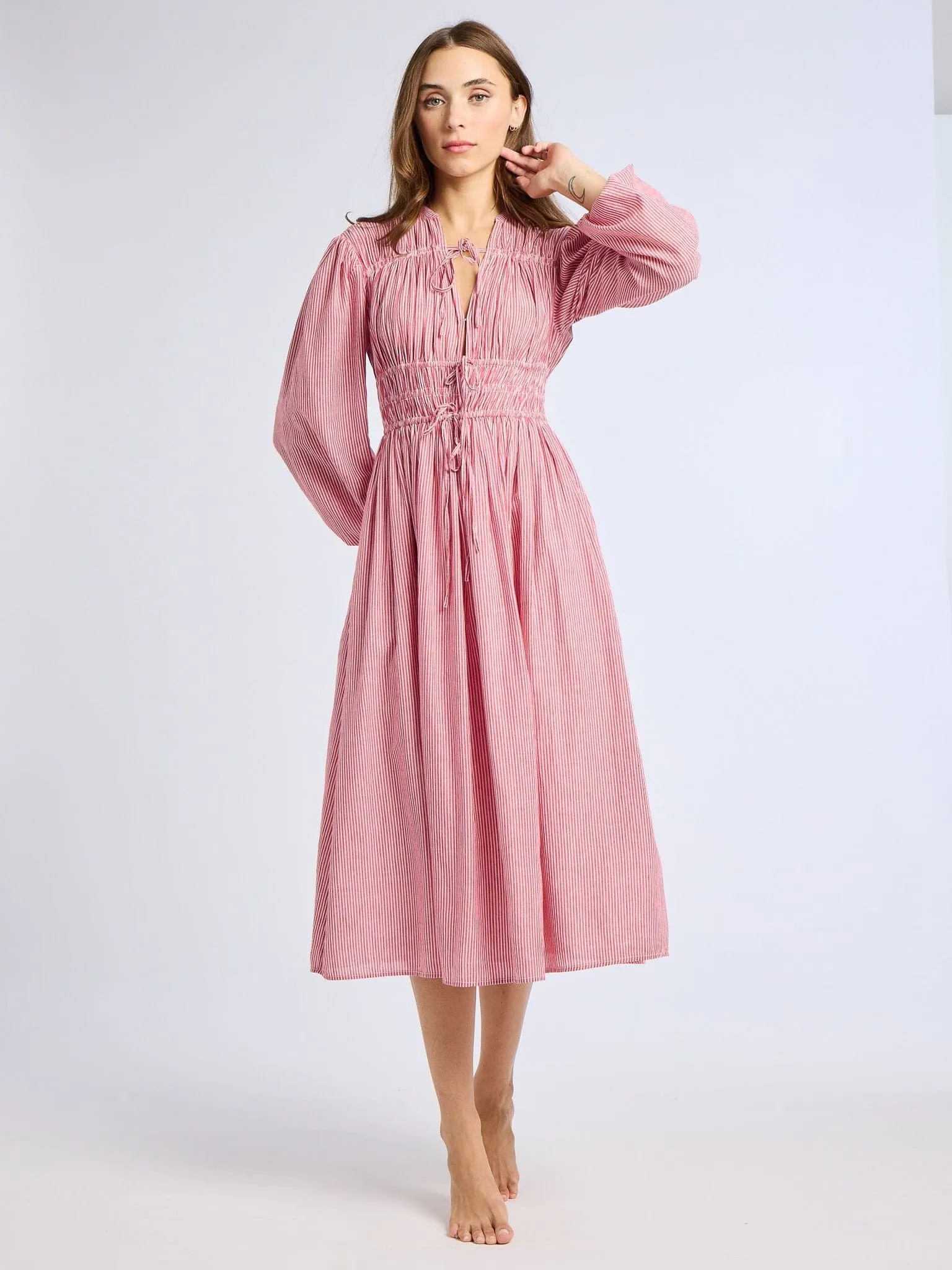 Nora Dress in Tango Stripe sold by MILLE product image thumbnail 2