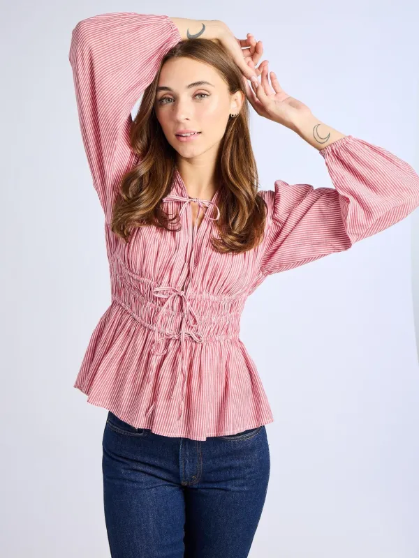 Ella Top in Tango Stripe sold by MILLE