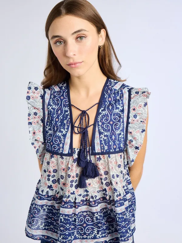 Chelsea Top in Navy Floral sold by MILLE