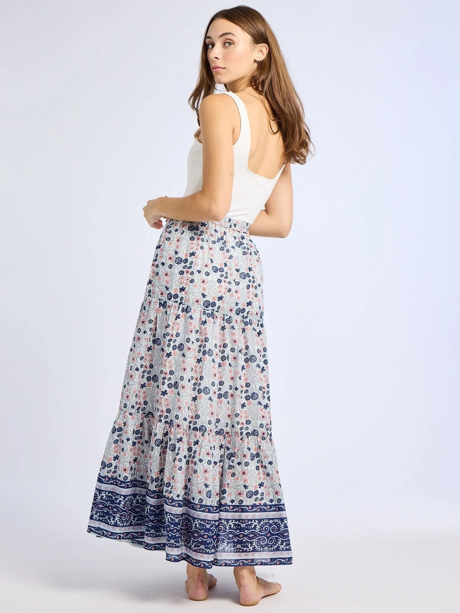 Paola Skirt in Navy Floral sold by MILLE product image thumbnail 5