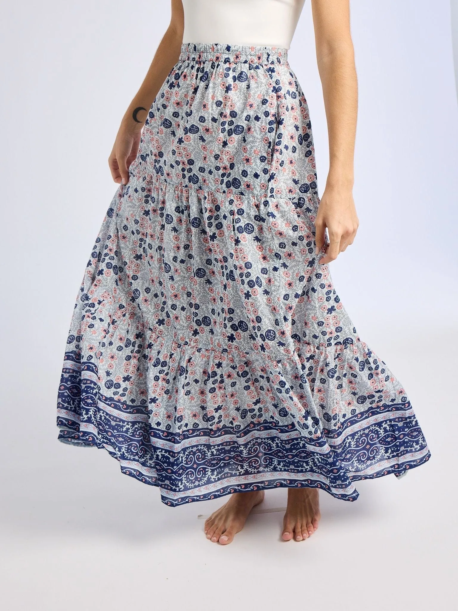 Paola Skirt in Navy Floral sold by MILLE product image thumbnail 2