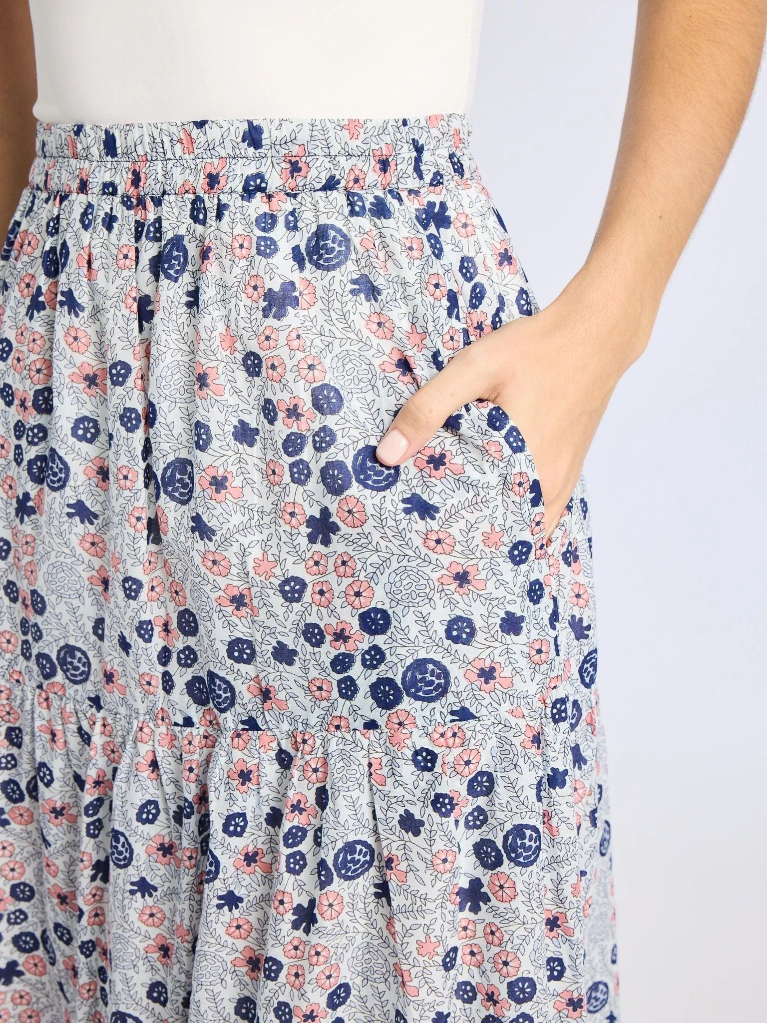Paola Skirt in Navy Floral sold by MILLE product image thumbnail 3