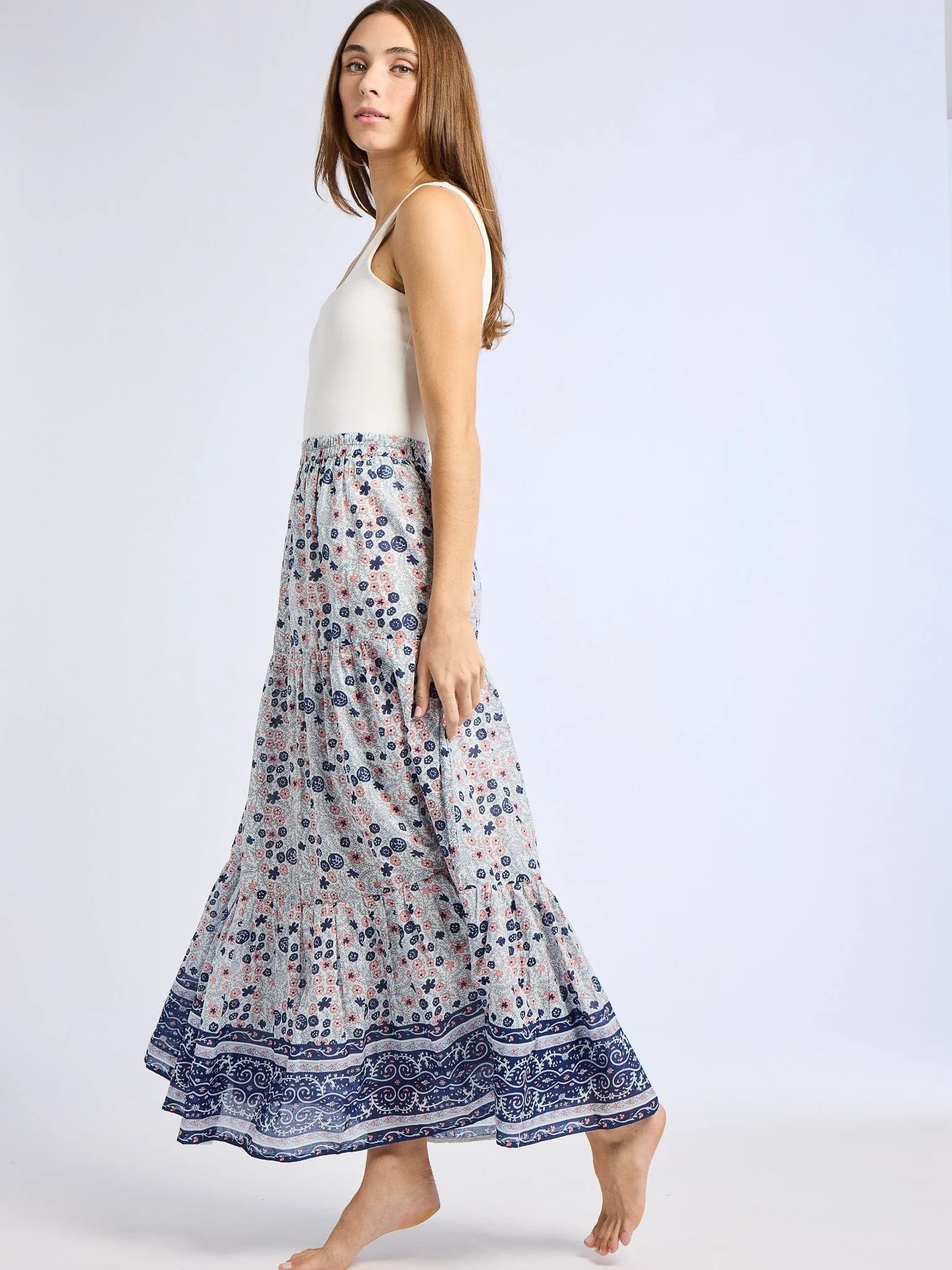 Paola Skirt in Navy Floral sold by MILLE product image thumbnail 4