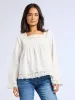 Melba Top in White Embroidered Linen sold by MILLE