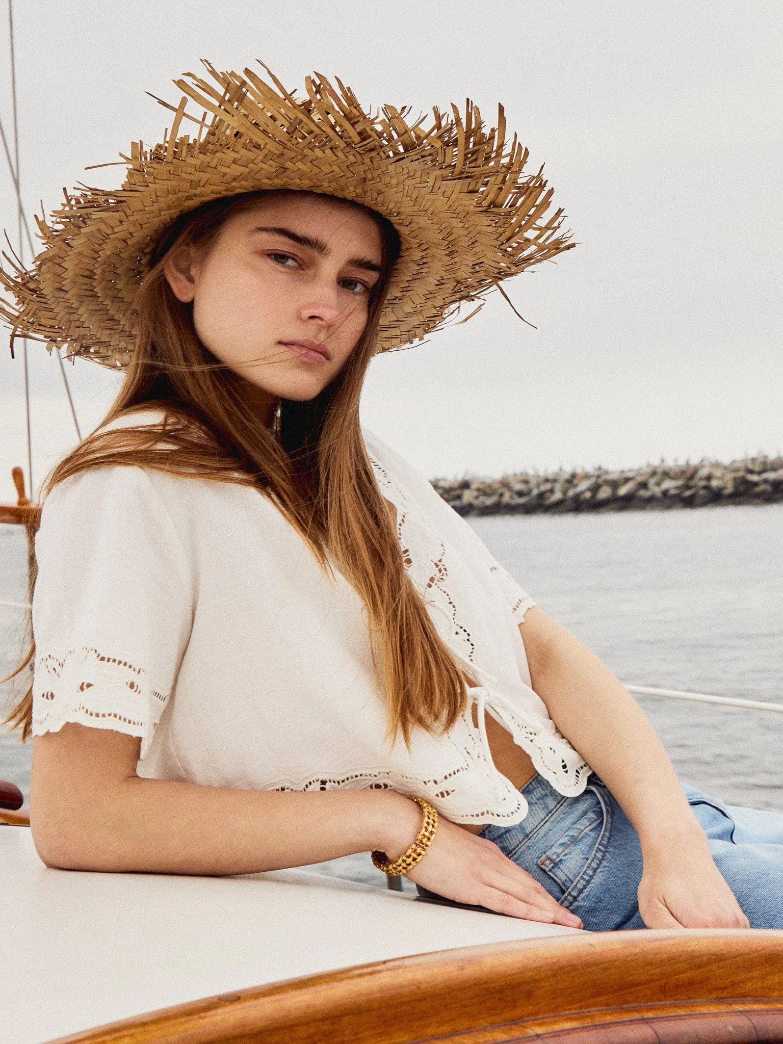 Sara Top in White Embroidered Linen sold by MILLE product image thumbnail 2