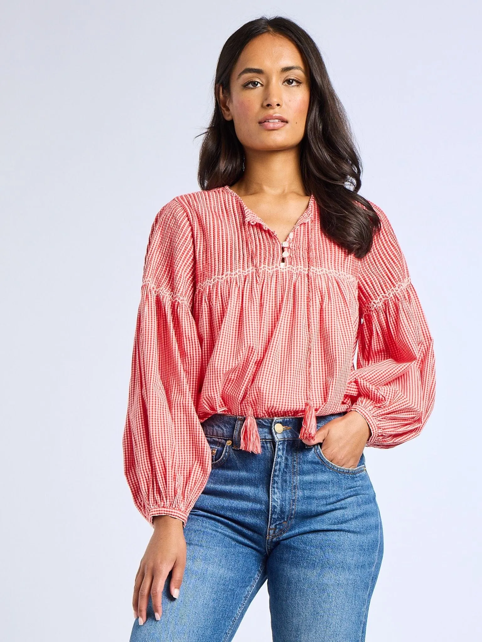 Vivienne Top in Red Gingham sold by MILLE product image thumbnail 5