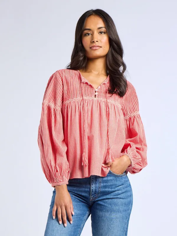 Vivienne Top in Red Gingham sold by MILLE