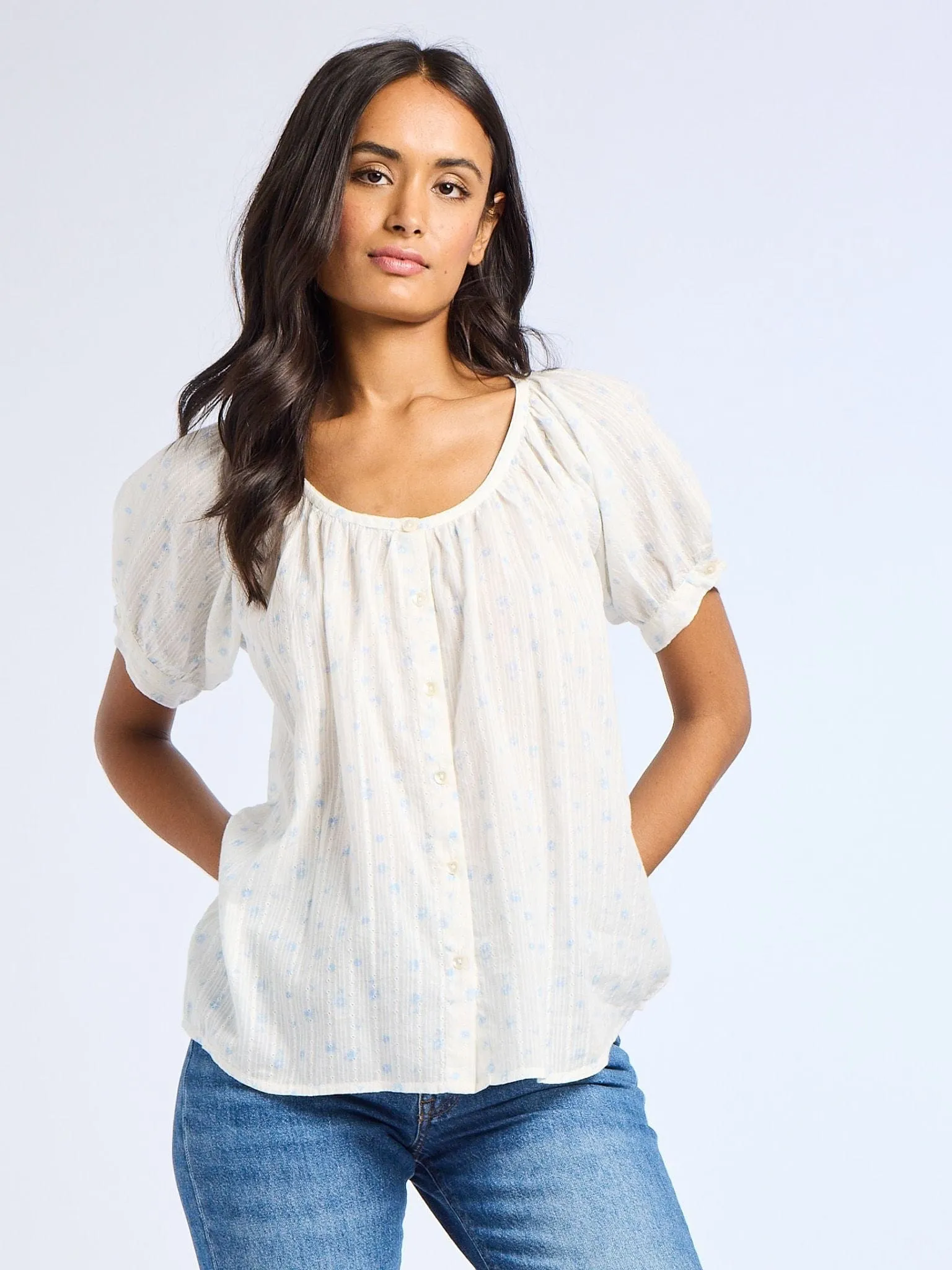 Naomi Top in Blue Flora sold by MILLE product image thumbnail 3