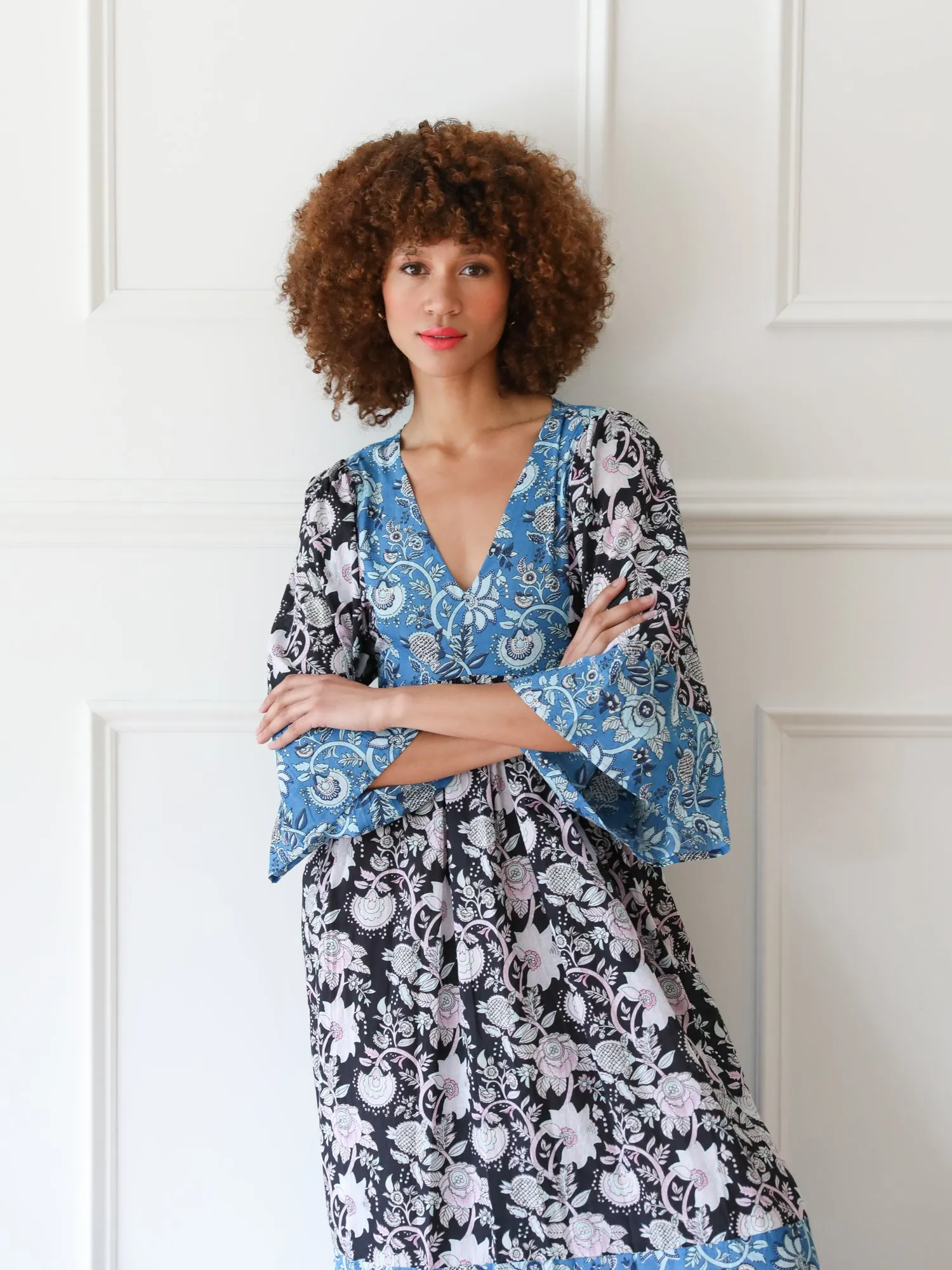 Adele Dress in French Blue Patchwork sold by MILLE product image thumbnail 5