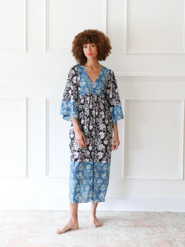 Adele Dress in French Blue Patchwork sold by MILLE