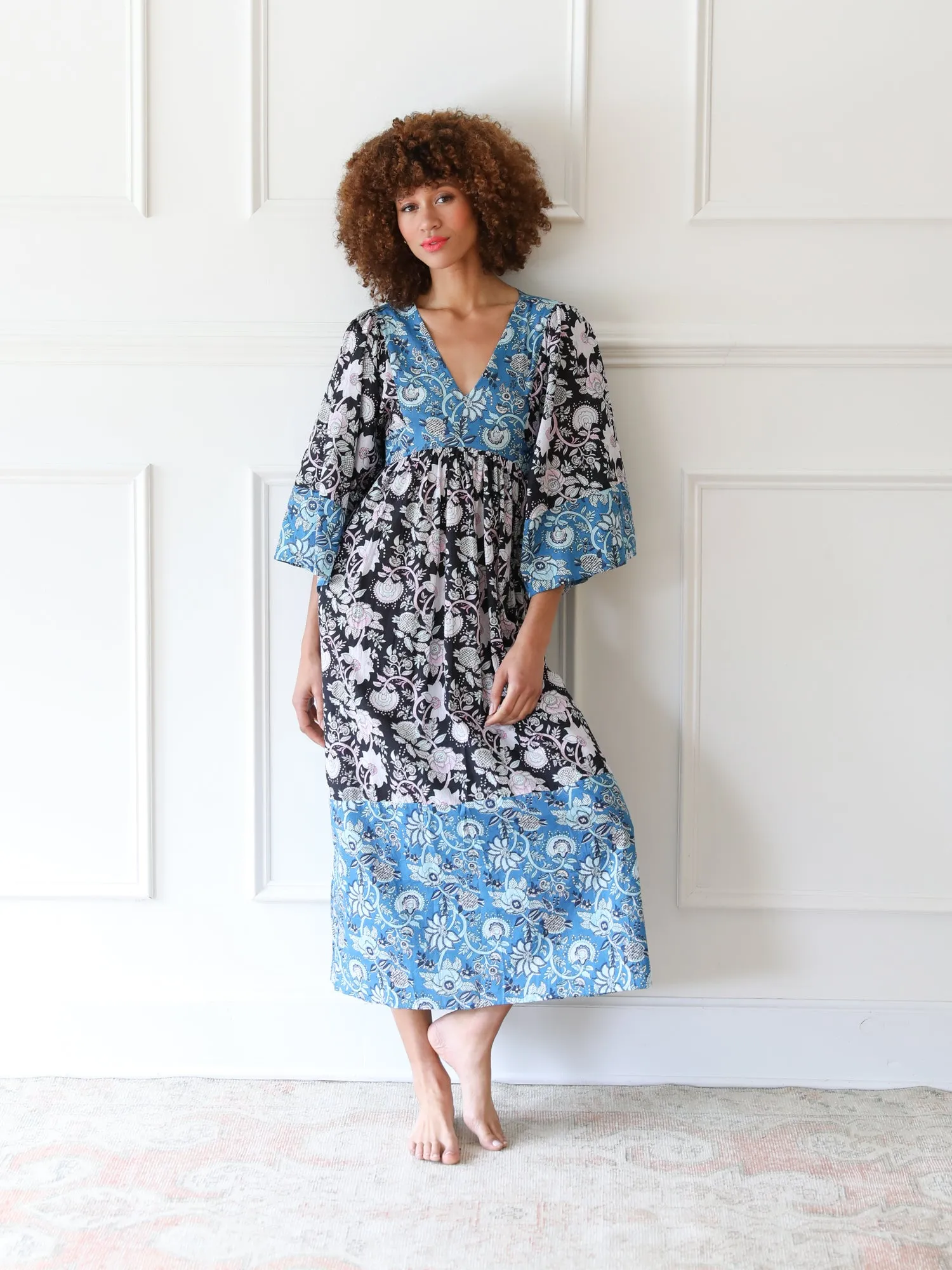 Adele Dress in French Blue Patchwork sold by MILLE product image thumbnail 4