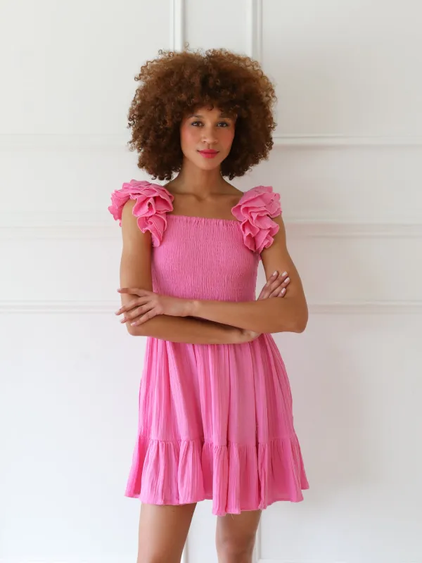 Bea Dress in Azalea Double Gauze sold by MILLE