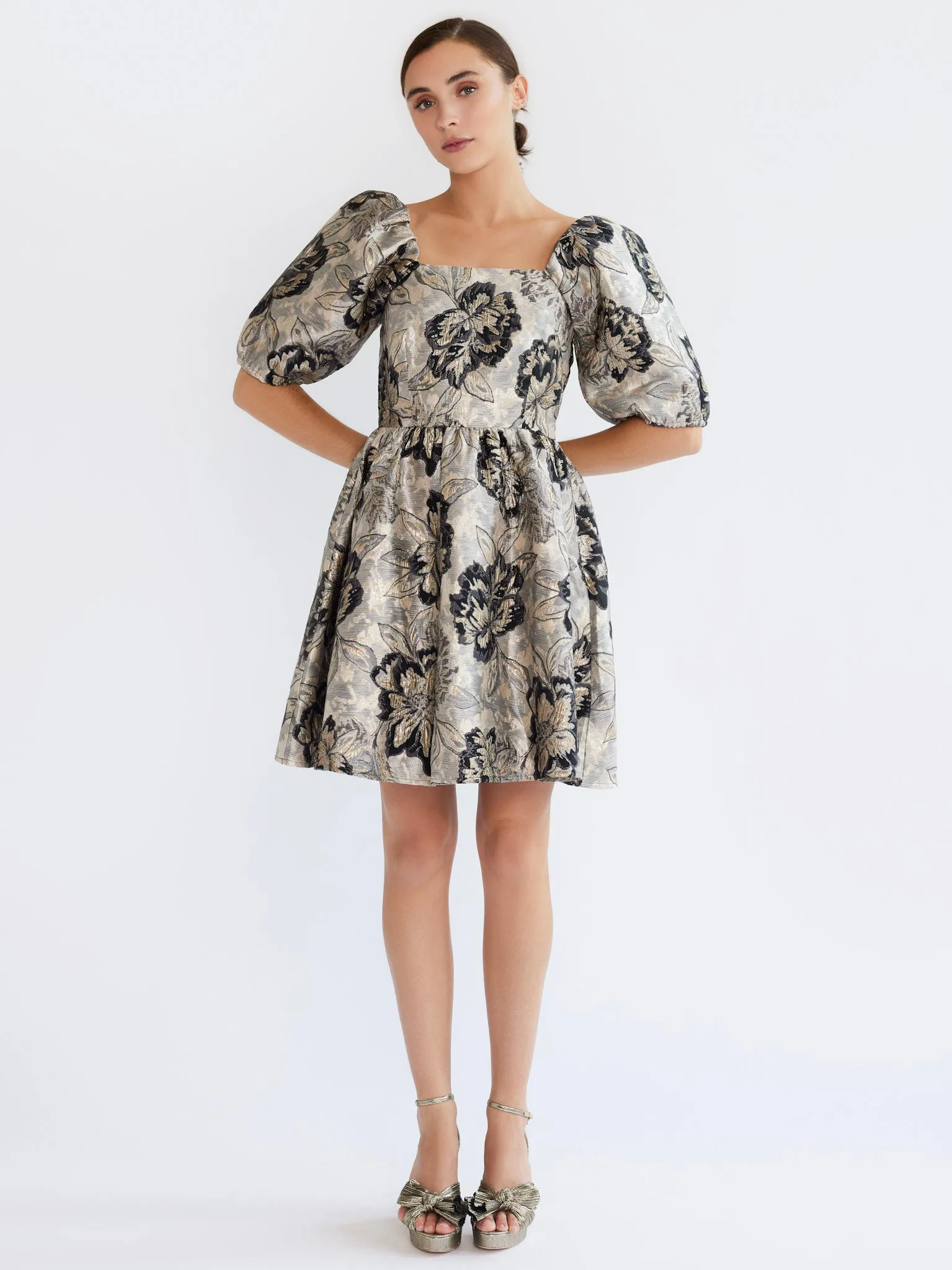 Nina Dress in Black Brocade sold by MILLE product image thumbnail 2