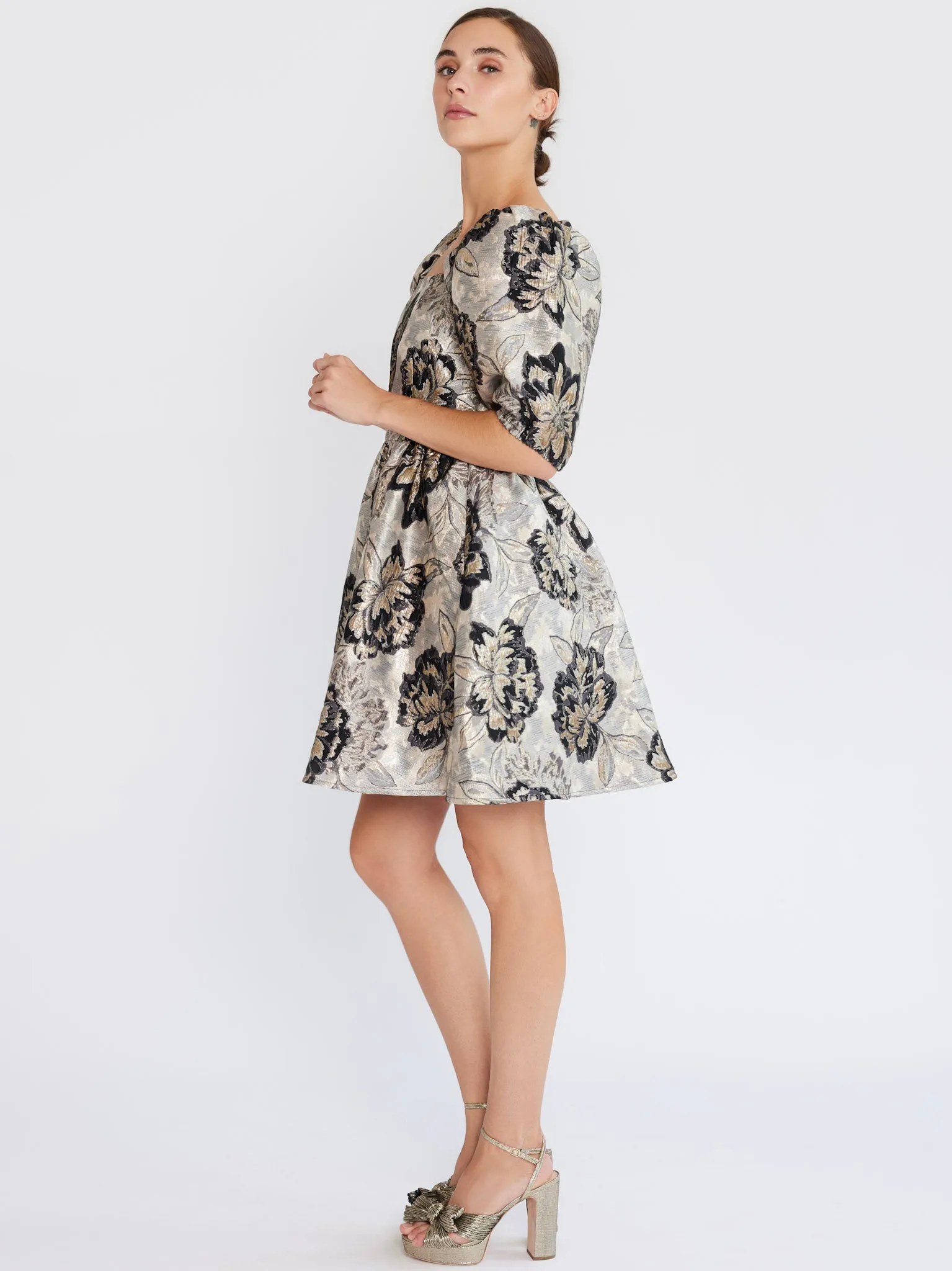 Nina Dress in Black Brocade sold by MILLE product image thumbnail 3