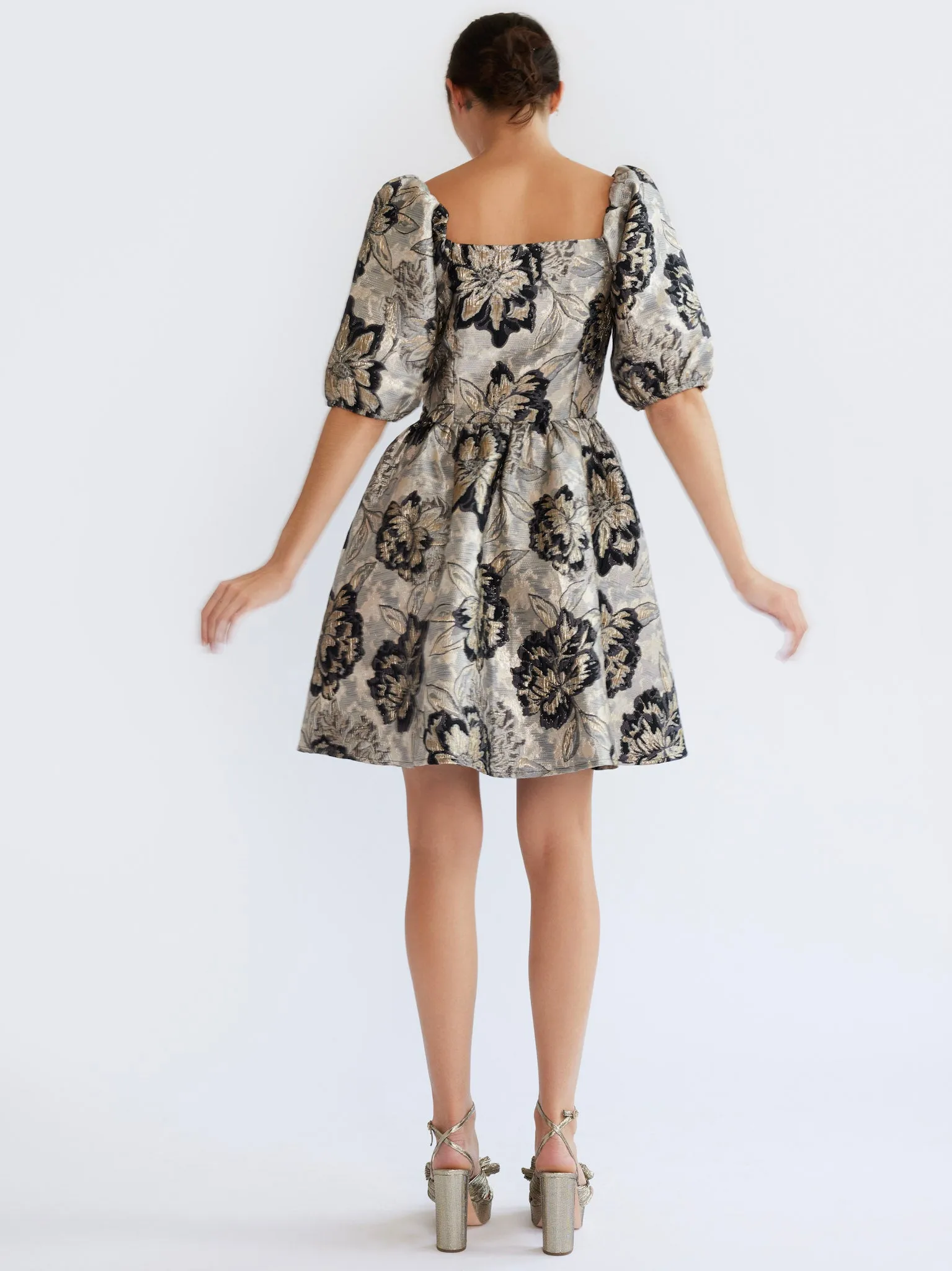 Nina Dress in Black Brocade sold by MILLE product image thumbnail 4