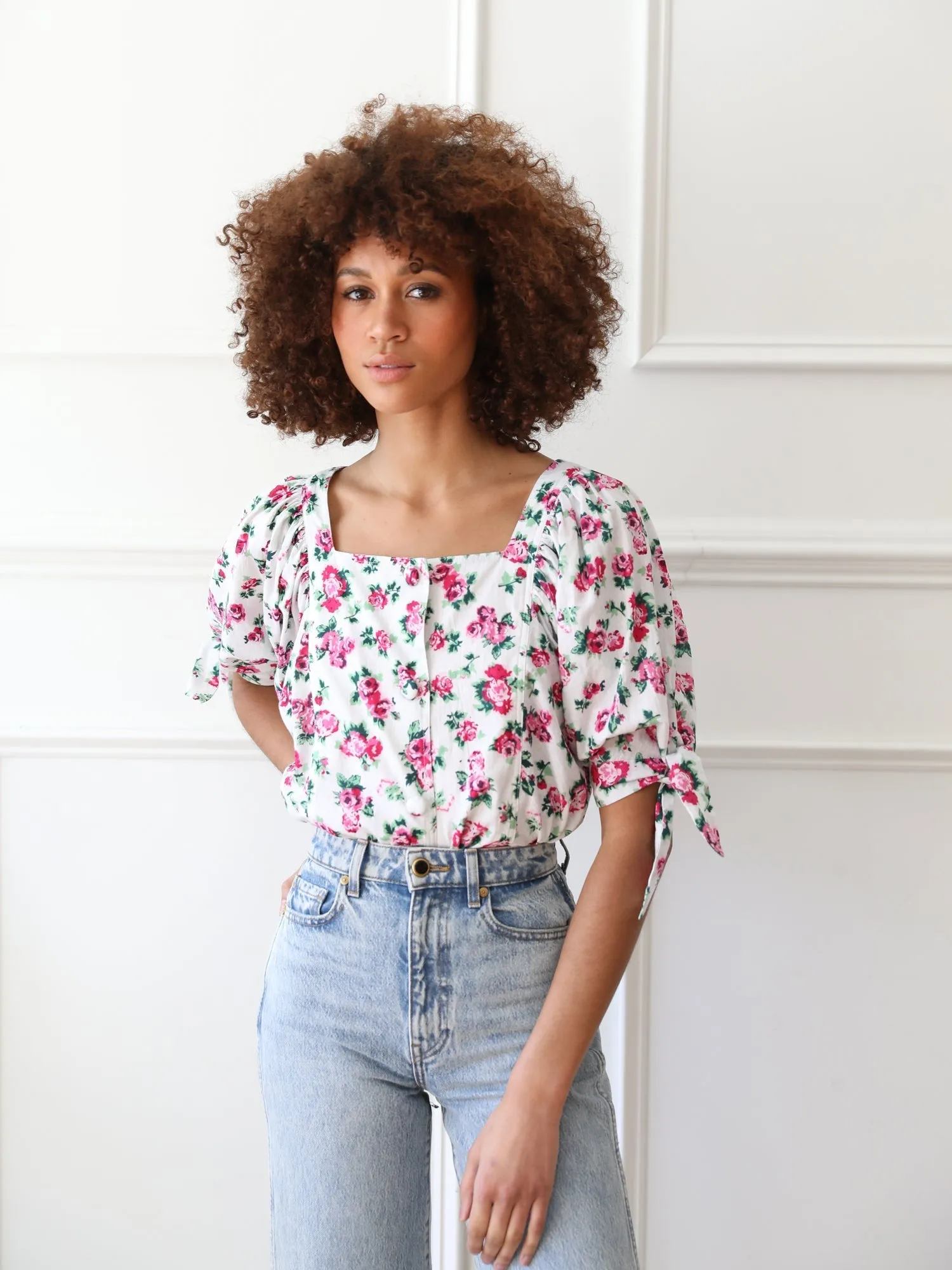 Evelyn Top in Pink Roses sold by MILLE product image thumbnail 3
