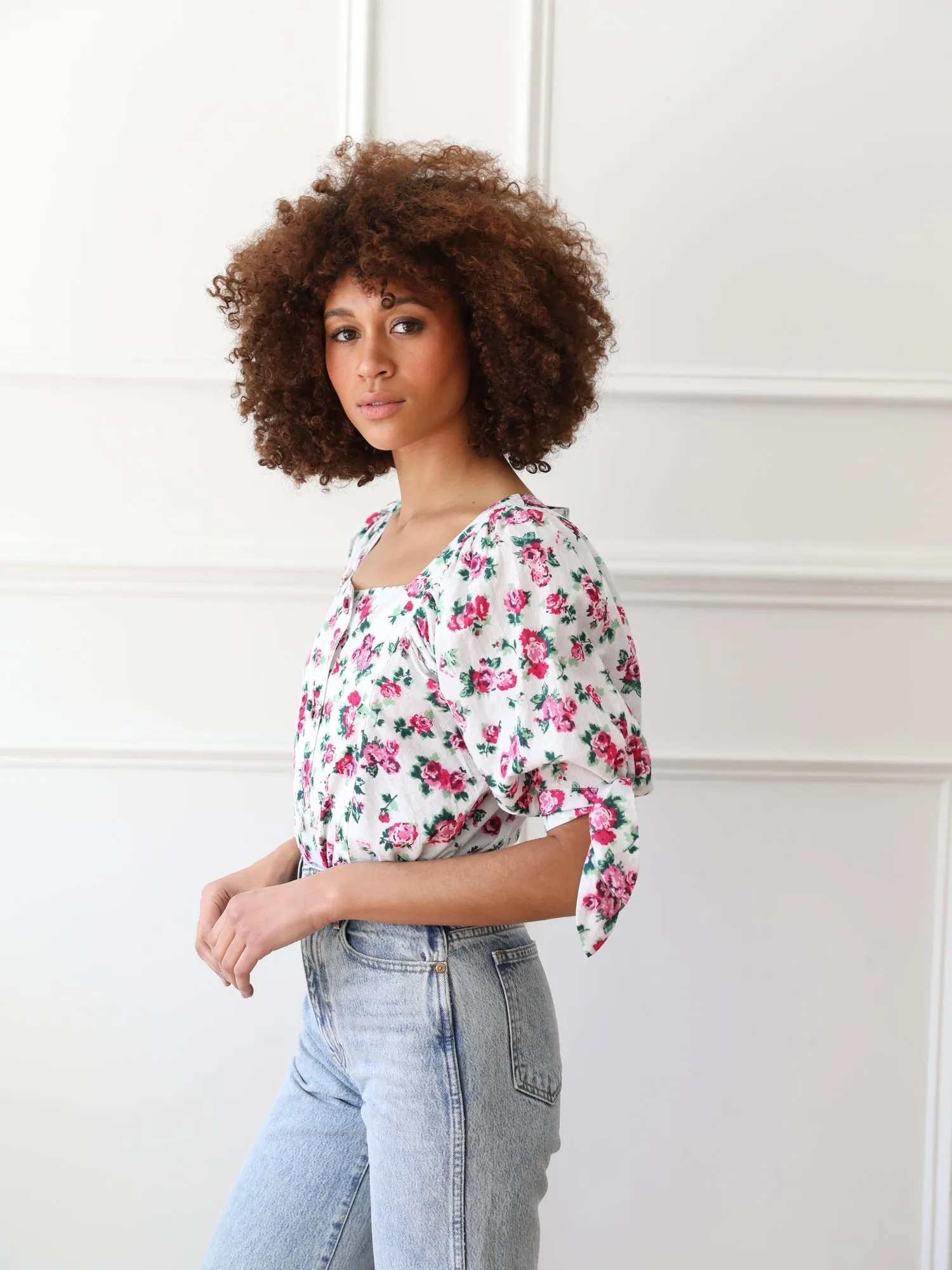 Evelyn Top in Pink Roses sold by MILLE product image thumbnail 4