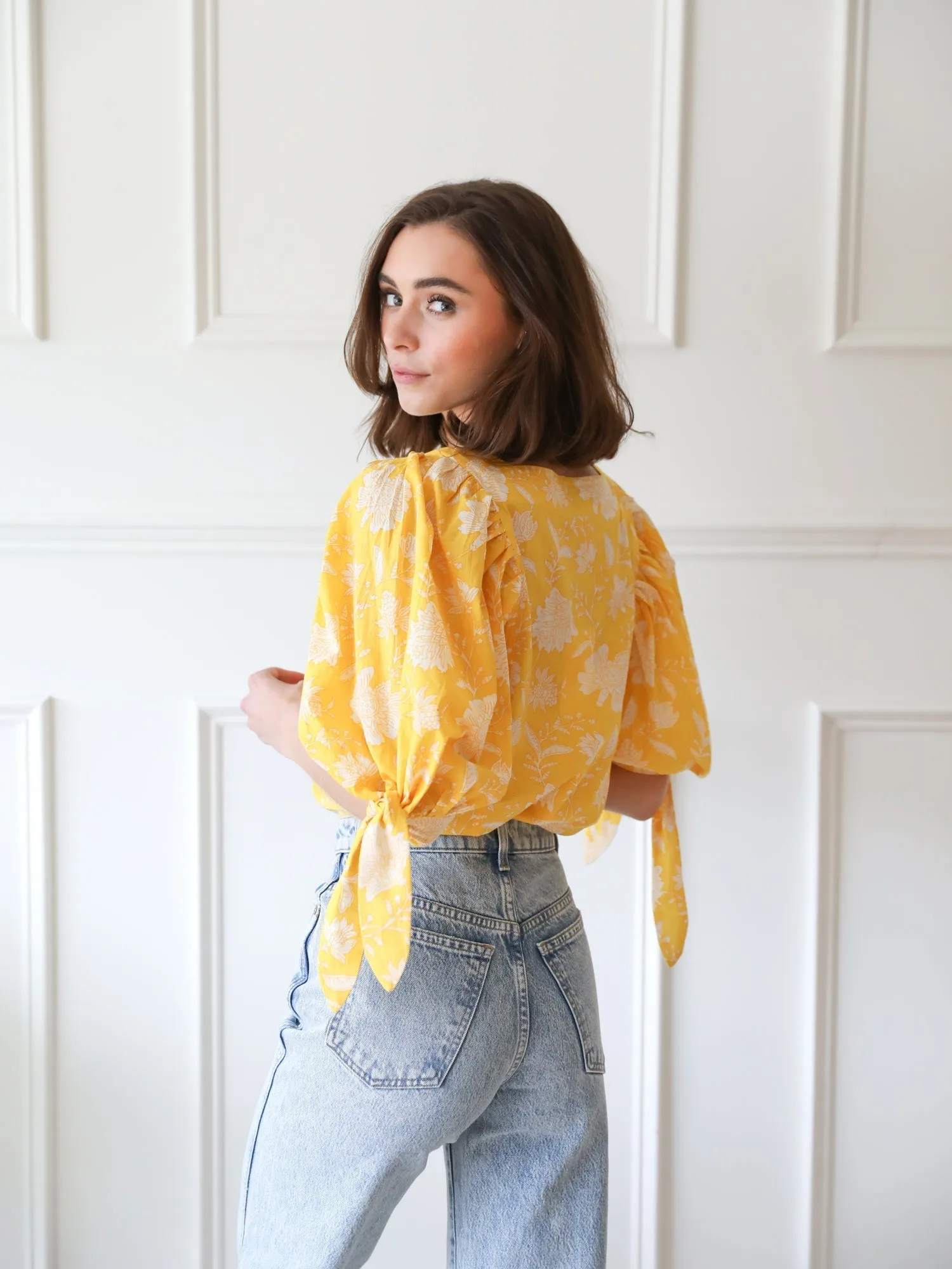 Evelyn Top in Yellow Zinnia sold by MILLE product image thumbnail 5