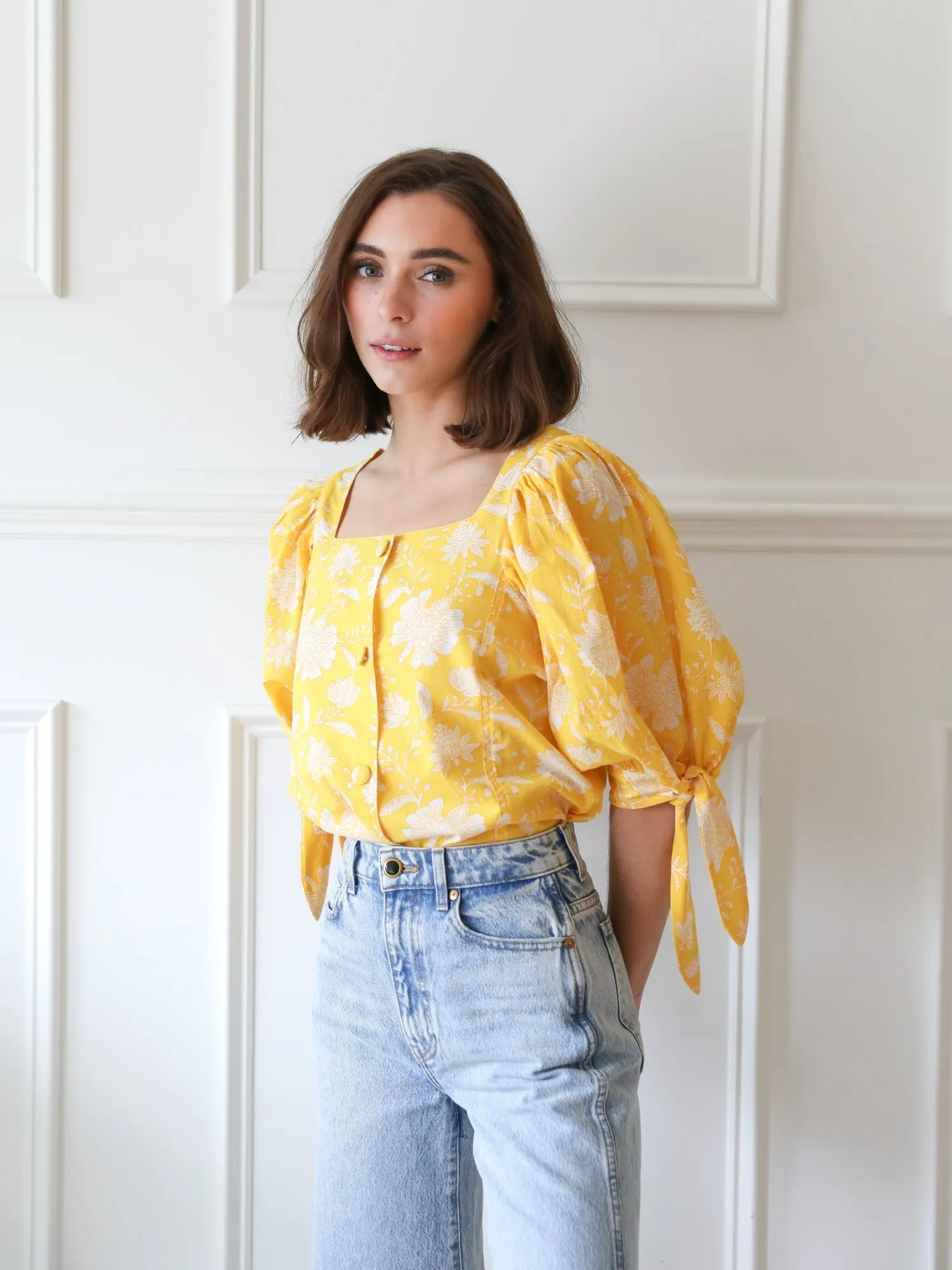 Evelyn Top in Yellow Zinnia sold by MILLE product image thumbnail 4