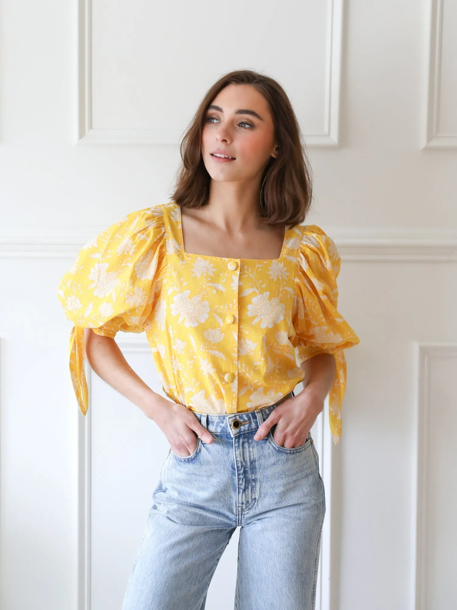 Evelyn Top in Yellow Zinnia sold by MILLE product image thumbnail 3