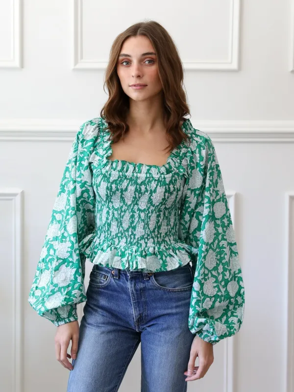 Circe Top in Green Zinnia sold by MILLE