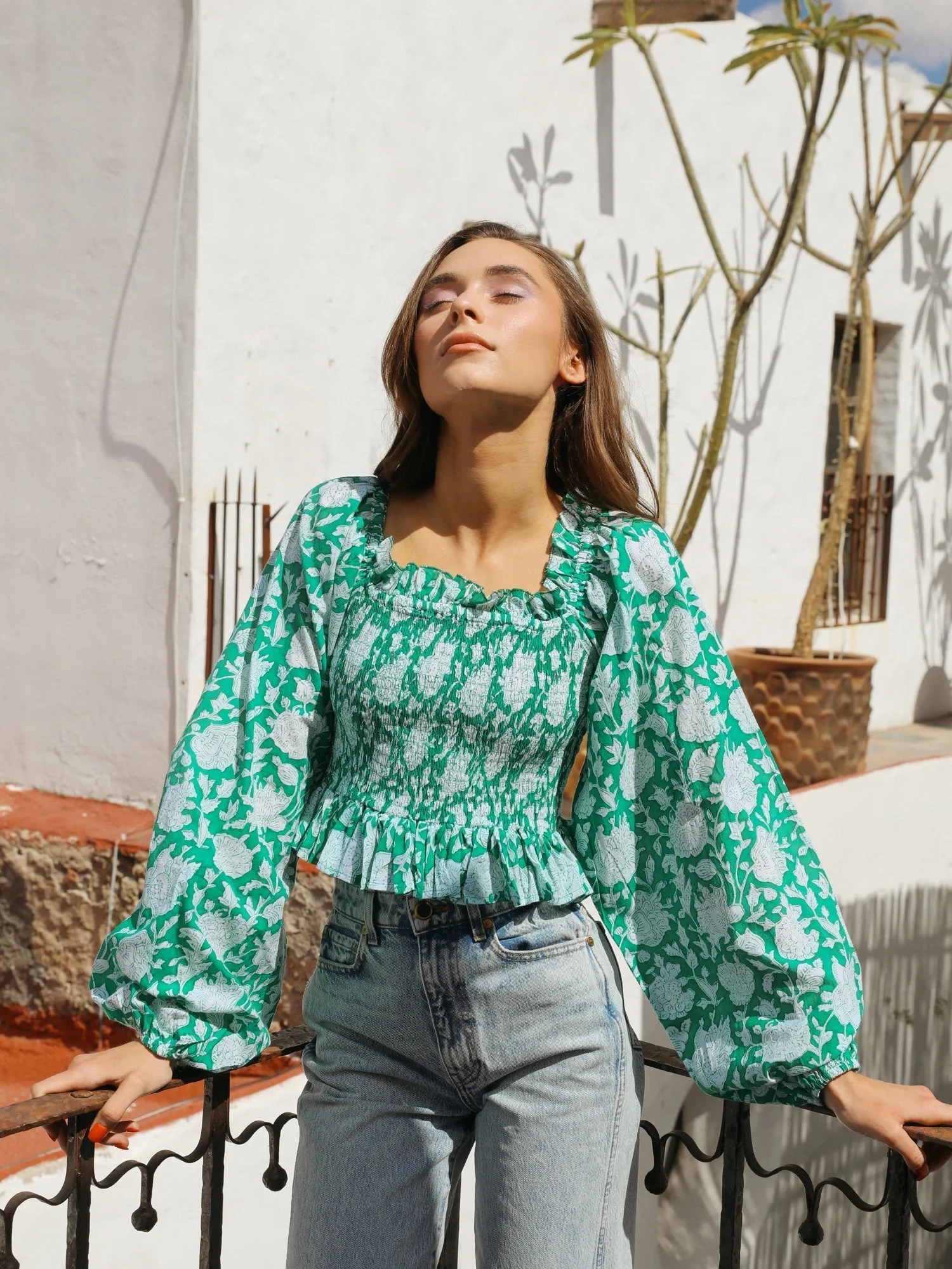 Circe Top in Green Zinnia sold by MILLE product image thumbnail 5