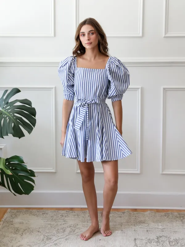 Anais Dress in Blue Stripe sold by MILLE