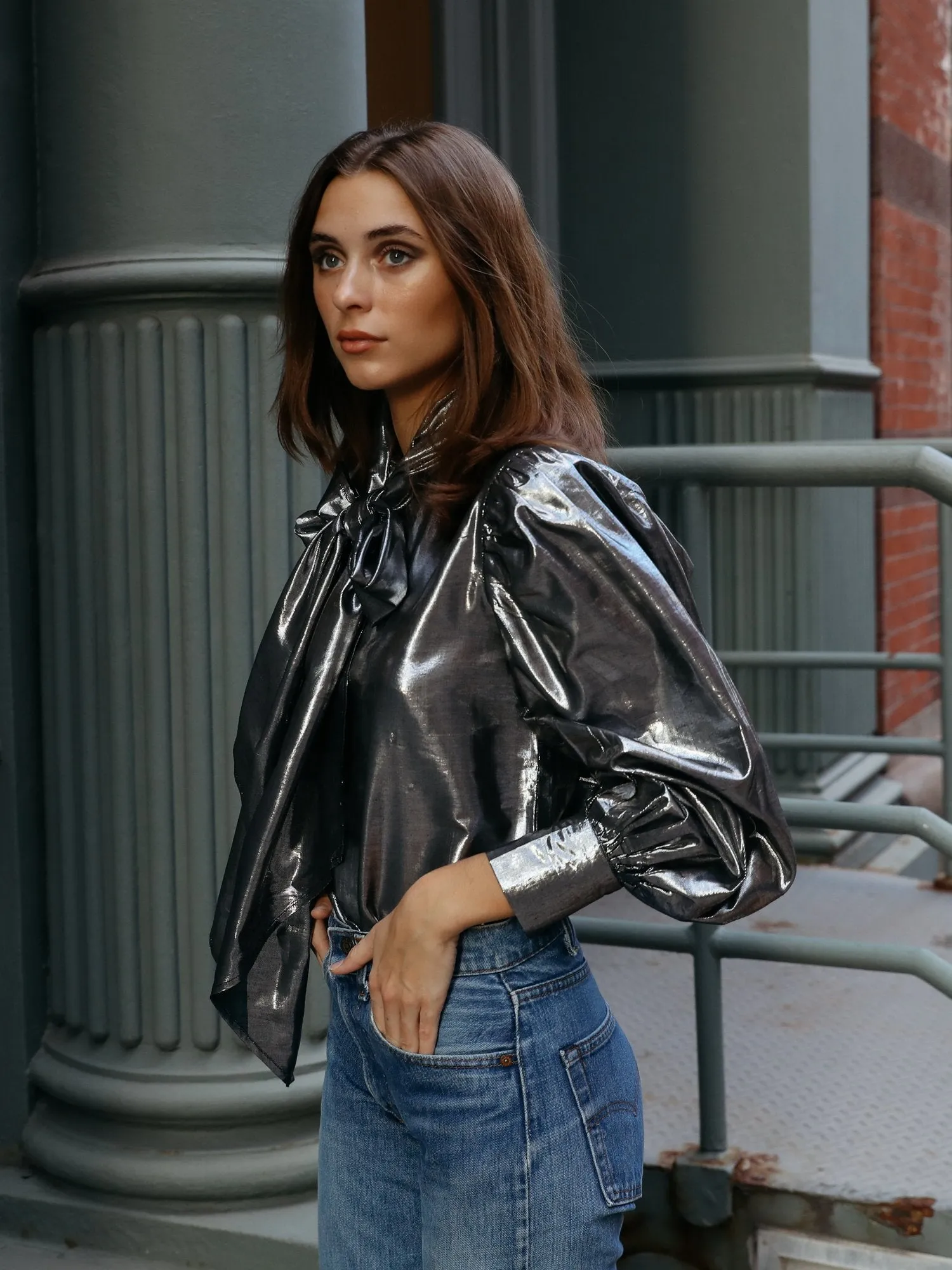 Elle Top in Platinum Lamé sold by MILLE product image thumbnail 5