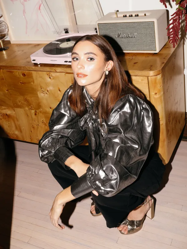 Elle Top in Platinum Lamé sold by MILLE