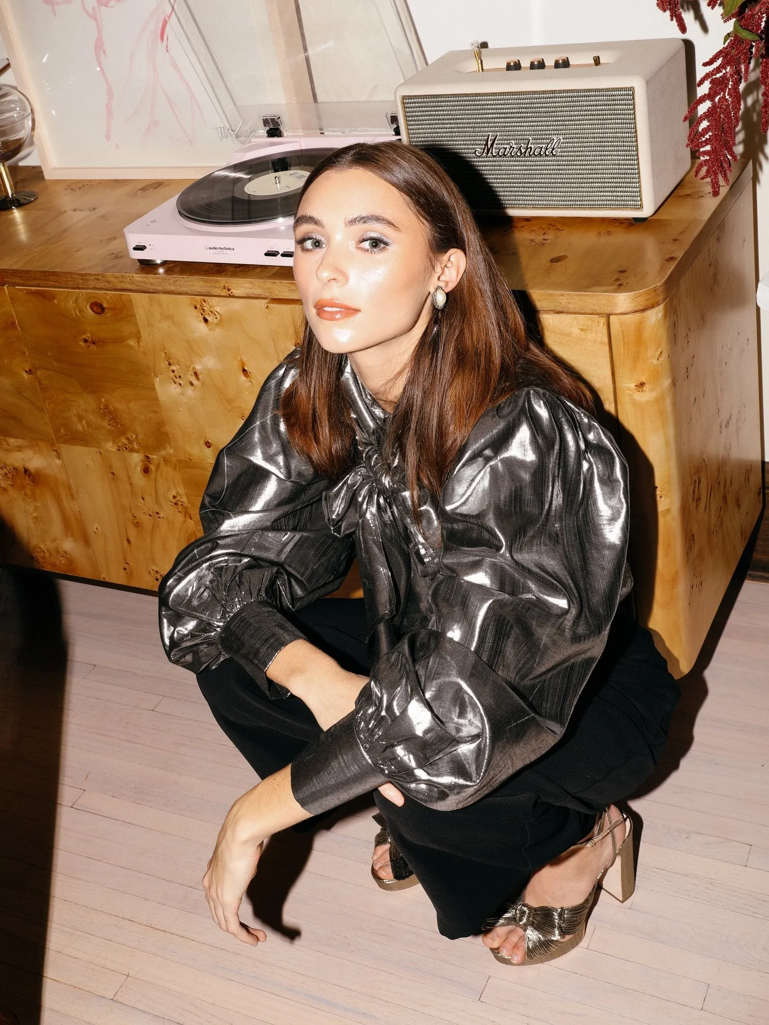 Elle Top in Platinum Lamé sold by MILLE