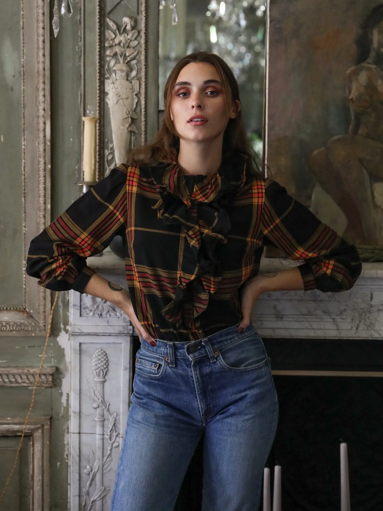 Pippa Top in Warm Plaid sold by MILLE