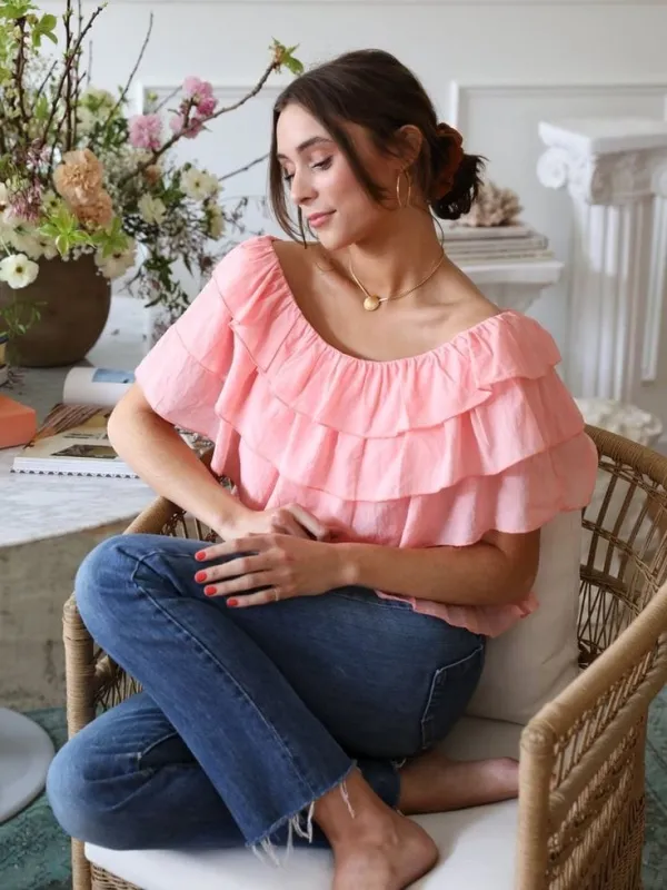 Fleur Top in Candlelight Peach made by MILLE
